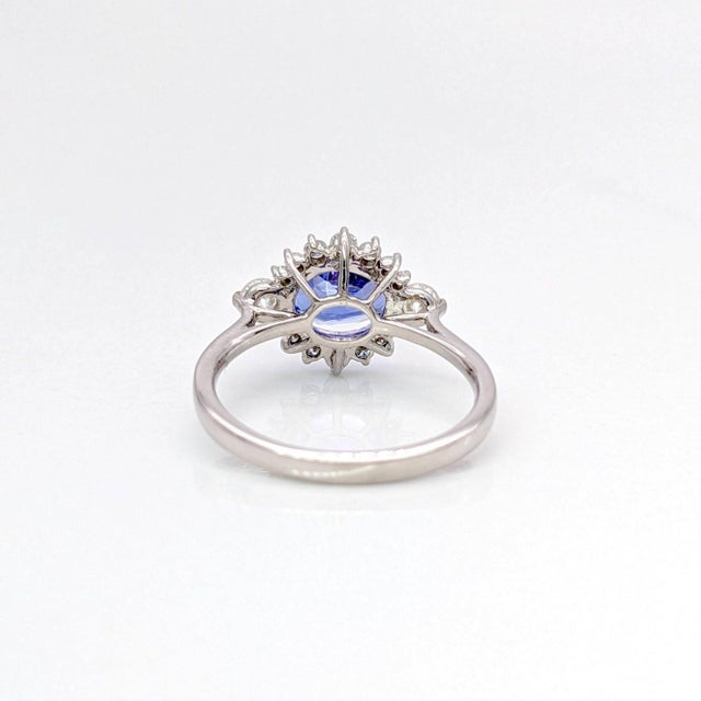 2020s Tanzanite Diamond Halo Ring With Cathedral Shank: Solid 14k Gold, Oval 8.5x6.5mm, Size 6.75 For Sale - Image 5 of 5