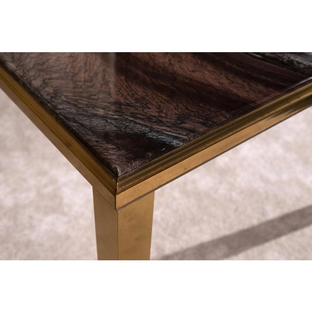 Hollywood Regency Square Table in Brass and Marble, 1980s For Sale - Image 3 of 7