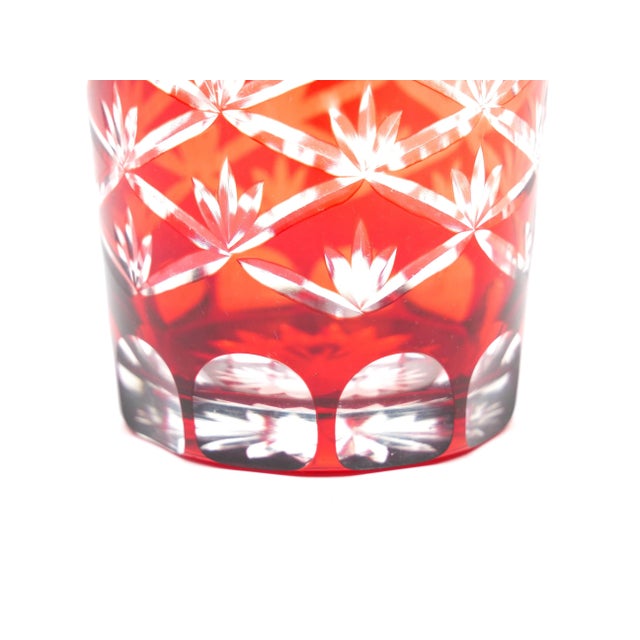 Set of Twelve '12' Antique Ruby Red Cut-To-Clear Rocks Glasses For Sale - Image 10 of 13