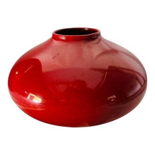 90's Modernist Amano Art Pottery Deep Red Made in Germany Vase For Sale