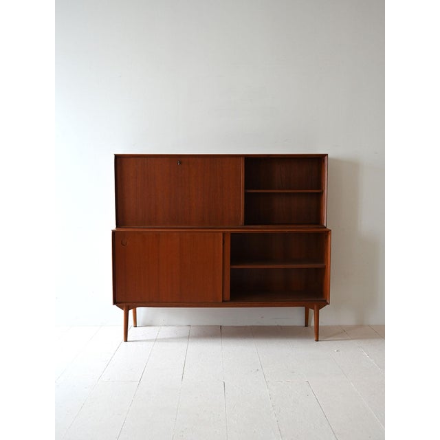 Vintage Danish Sideboard with Flap and Sliding Doors, 1950s For Sale - Image 4 of 11