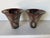 Beautiful pair of vintage handcrafted Raku pottery vases featuring a dramatic flared silhouette with organic abstract...