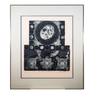 Late 20th Century Schecter Man Without Structure Modern Embossed Etching on Paper 12/30 by Marilyn Levin