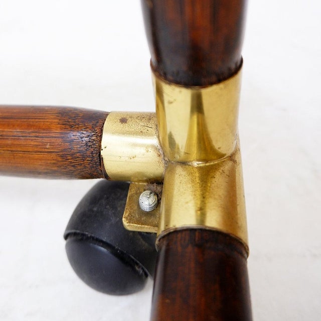 Tommaso Barbi Coffee Table in Bamboo and Brass with Glass Top by Tommaso Barbi, 1960s For Sale - Image 4 of 14