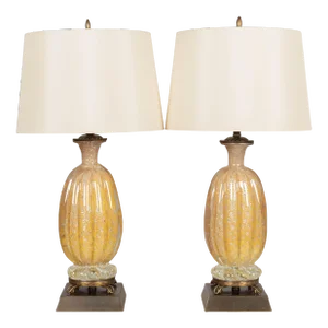 Barovier & Toso Murano Glass Lamps Pair