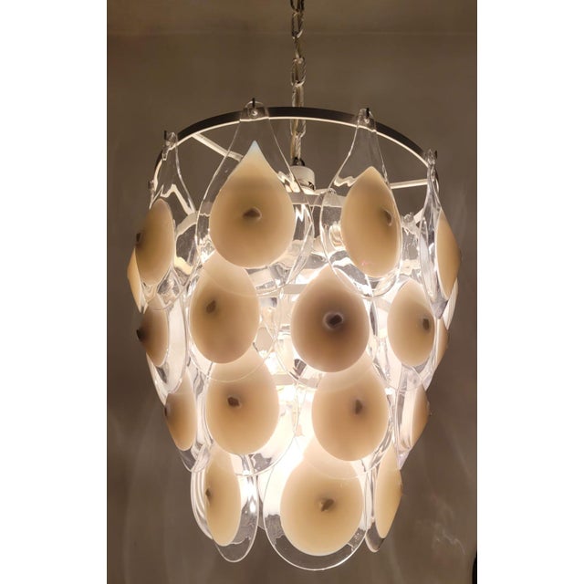 White Opal Glass Pendant Lamp by Gino Vistosi, 1960s For Sale - Image 8 of 15