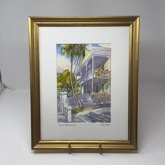 Original Georg K. Salhofer Watercolor Painting Conch Residence Key West Florida For Sale - Image 10 of 12