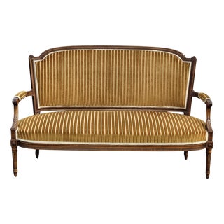 Antique Green Velvet Sofa, 1800s For Sale