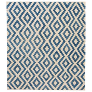 Doris Leslie Blau Vintage Geometric Light Beige Hand-Knotted Wool Rug For Sale