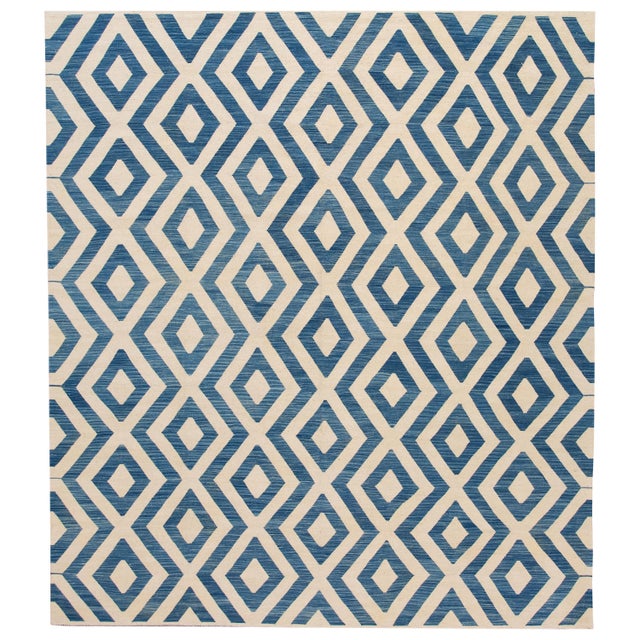 Doris Leslie Blau Vintage Geometric Light Beige Hand-Knotted Wool Rug For Sale