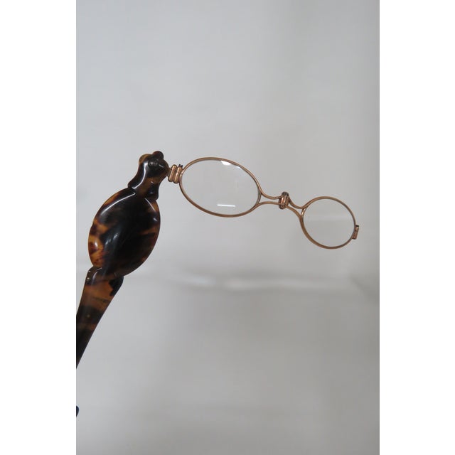Late 1800s Faux Tortoise Lorgnette Folding Opera Glasses With Handle 4554b For Sale - Image 9 of 12