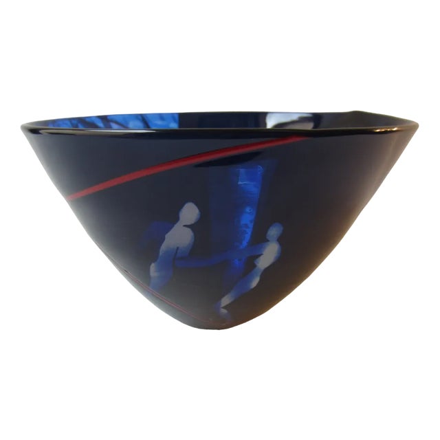 Shell or Bowl in Handmade Glass with Silhouettes by Morag Gordon, 1990s For Sale