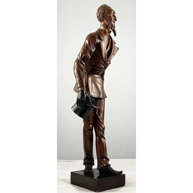 19th Century European Polychrome Carved Wood Figure of a Dickensian Character For Sale - Image 4 of 9