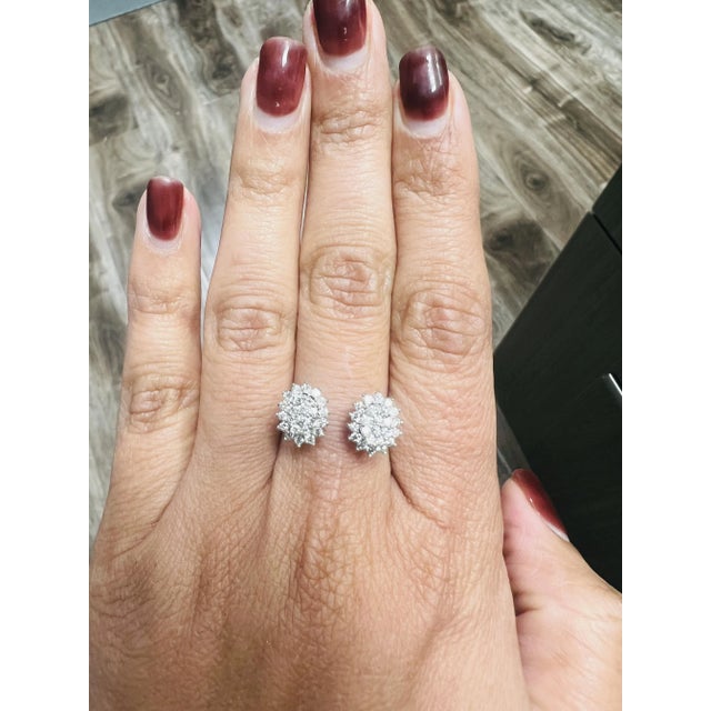 Silver Natural Diamond 0.74 Carat White Gold Cuff Ring, Size 6.5 For Sale - Image 8 of 9