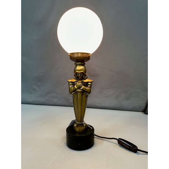 Brass Knight Table Lamp, 1920s For Sale - Image 9 of 11