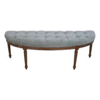 Uttermost Tufted Seat Weathered Wood Bed or Window Bench For Sale