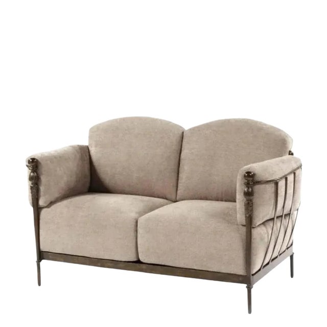 Contemporary Montecito Outdoor Junior Loveseat in Bronze Finish by Michael Taylor For Sale - Image 3 of 3
