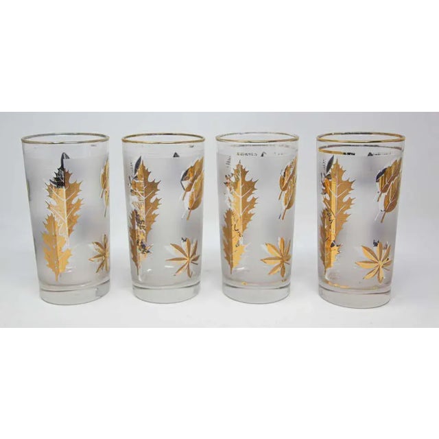 Mid-Century Modern Vintage Eight Highball Gold Glasses in a Brass Cart by Fred Press - 9 Pieces For Sale - Image 3 of 13