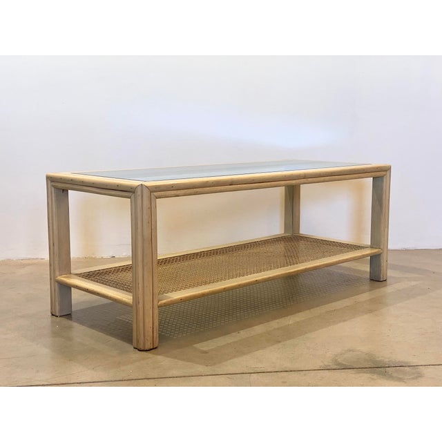 Mid-Century Modern Coffee Table in Lacquered Wood and Vienna Straw by McGuire, 1970s For Sale - Image 3 of 10