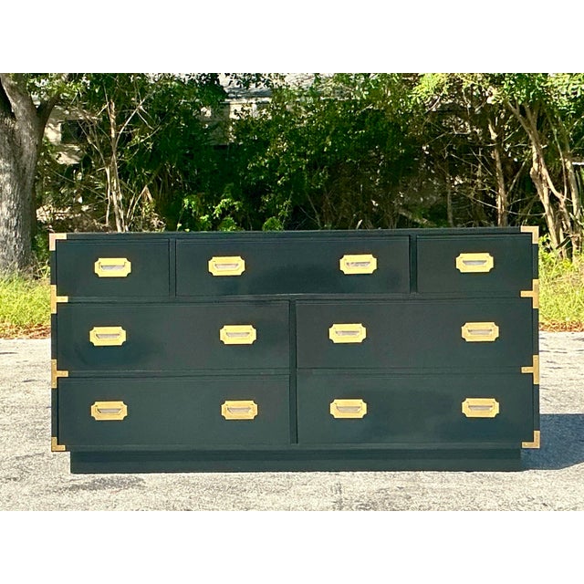 Late 20th Century Vintage Boho Lacquered Campaign Dresser For Sale - Image 5 of 9