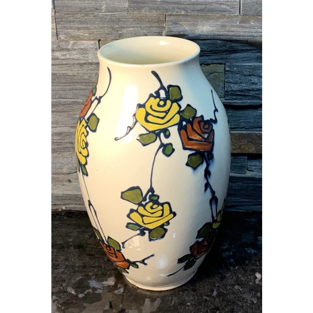 Early 20th Century Antique Royal Dux White Porcelain Roses Design Vase For Sale - Image 5 of 13