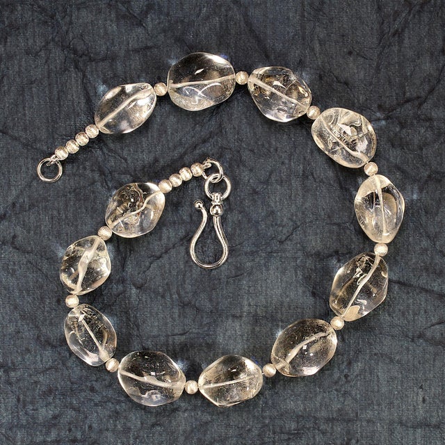 Ajd 18 Inch Clear Quartz Nuggets With Silvery Accents Necklace For Sale In Raleigh - Image 6 of 6
