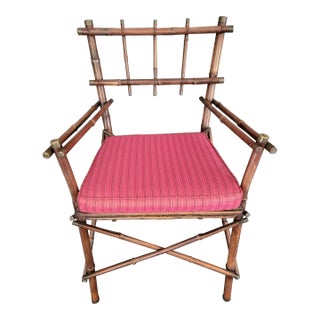 19th Century Sculptural Vintage Bamboo and Brass Chair For Sale