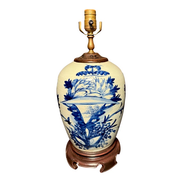 19th Century Chinese Celadon, Blue and White Porcelain Lamp For Sale