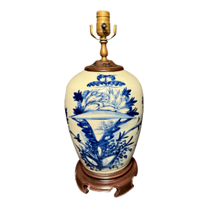 19th Century Chinese Celadon, Blue and White Porcelain Lamp