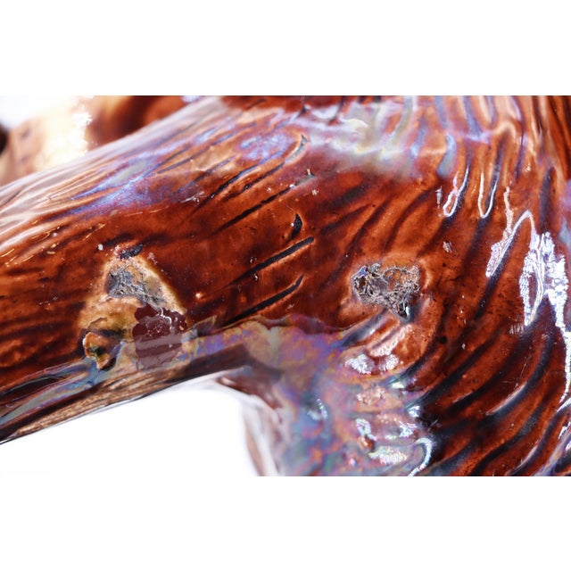 Brown 19th Century Monkey Playing Violin, Portuguese Palissy Ware For Sale - Image 8 of 15