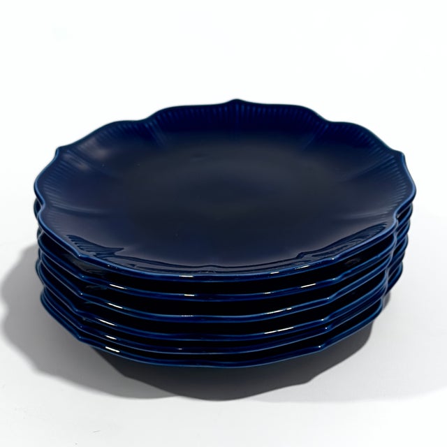 Add a touch of vibrant mid-century sophistication to your table setting with this set of Vintage Lillian Vernon Cobalt...