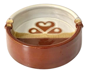 1960's Studio Brown and Cream Glaze Large Vintage Ceramic Ashtray - Artist Signed