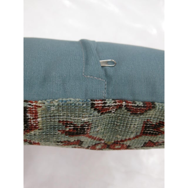 Contemporary Zabihi Collection Light Gray Blue Red Worn Caucasian Rug Square Rug Pillow For Sale - Image 3 of 5
