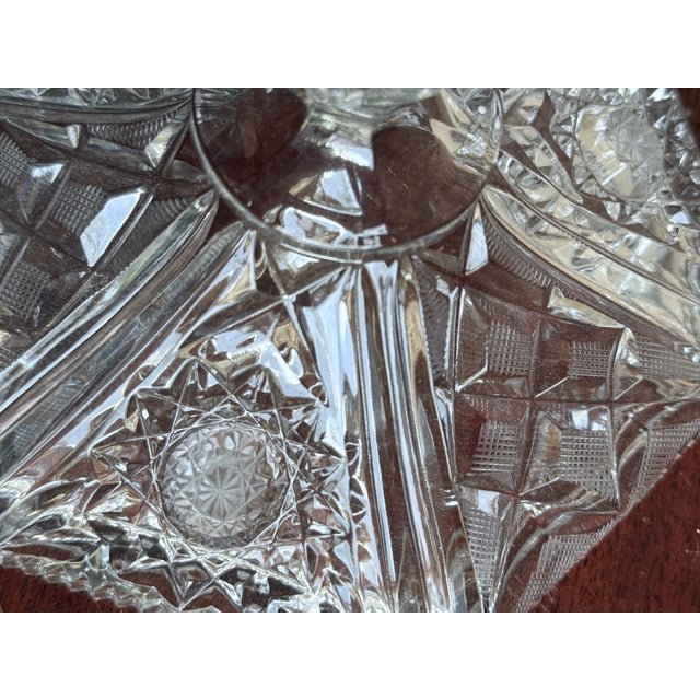 Early 20th Century Mid-Century Modern Hexagonal Cut Crystal Lidded Footed Candy Dish For Sale - Image 10 of 11