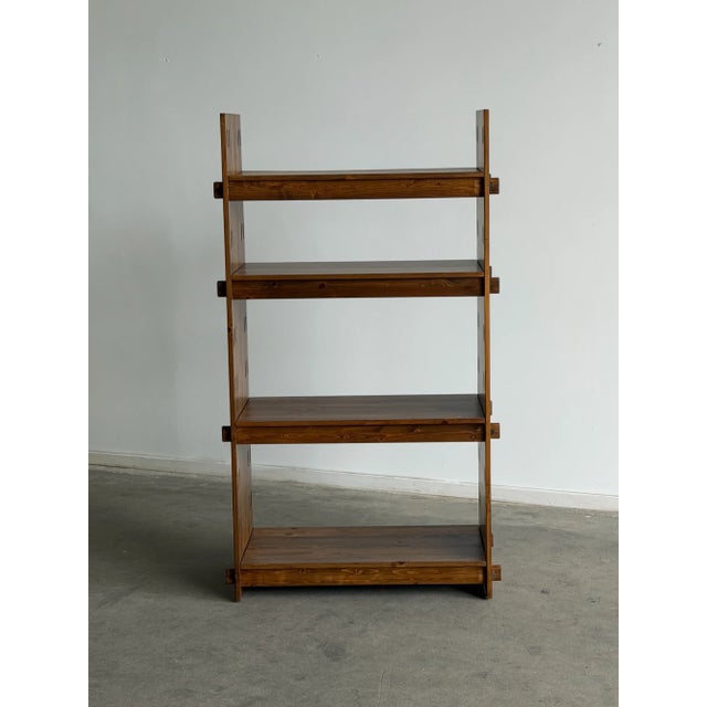 Rustic Antique Vintage Solid Wooden Arts & Crafts Pegged Bookcase For Sale - Image 3 of 17