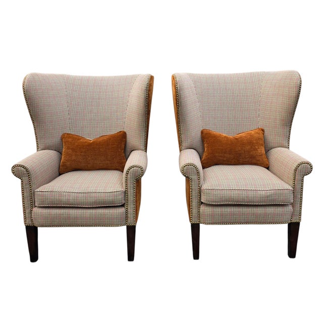 Pair of Vintage Ralph Lauren Kerry Wing Chairs For Sale - Image 10 of 12
