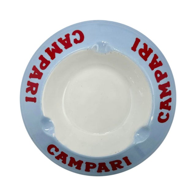 Blue Vintage Campari Italy Blue Ceramic Ashtray For Sale - Image 8 of 8