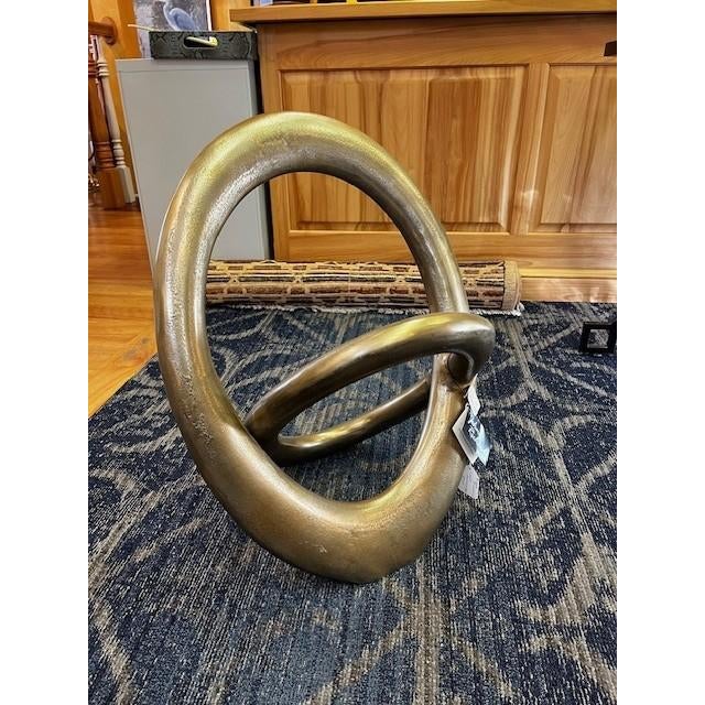 John Richards Metal Loop Sculpture. Burnished Gold Finish.