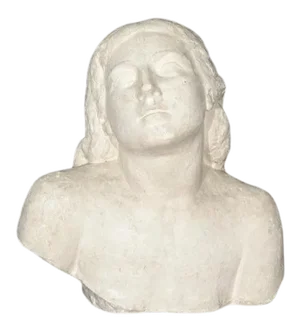 1930s Plaster Bust of a Woman Signed John Augustus