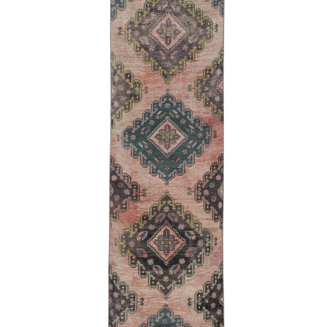 1960s Mid 20th Century Sky Blue Neutral Anatolian Stair Runner 2'11'' X 16'2'' For Sale - Image 4 of 13