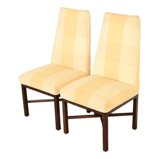 Edward Wormley for Dunbar Mid-Century Modern Walnut X-Base High Back Side Chairs or Dining Chairs, Pair For Sale