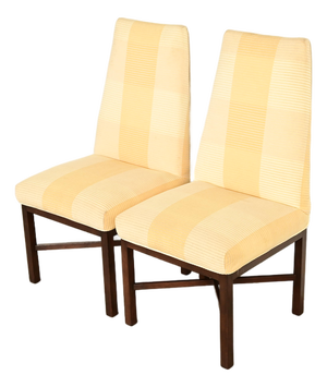 Edward Wormley for Dunbar Mid-Century Modern Walnut X-Base High Back Side Chairs or Dining Chairs, Pair