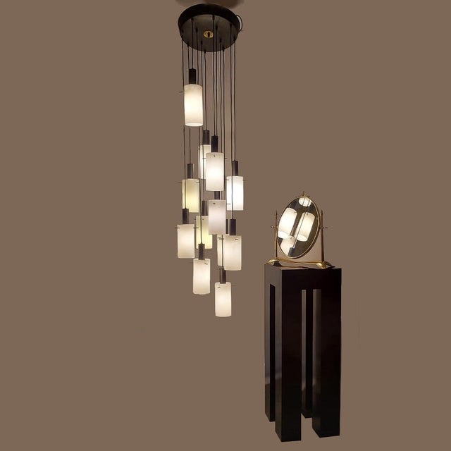 Metal Large Vintage Italian Cascade Suspended Chandelier from Stilnovo, 1960s For Sale - Image 7 of 16