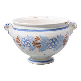 Antique French Quimper Pedestal Bowl For Sale