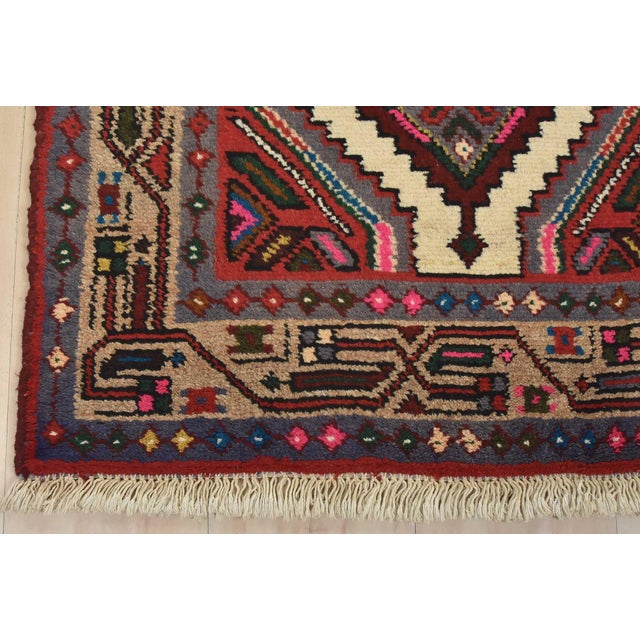 Hamedan Runner 2’9” X 9’4” Red Wool Vintage Tribal Hand-Knotted Oriental Rug For Sale - Image 11 of 14