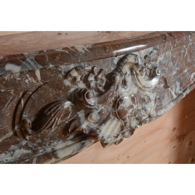 Stone 18th Century Antique Louis XV Rouge Rince Marble Mantel For Sale - Image 7 of 10