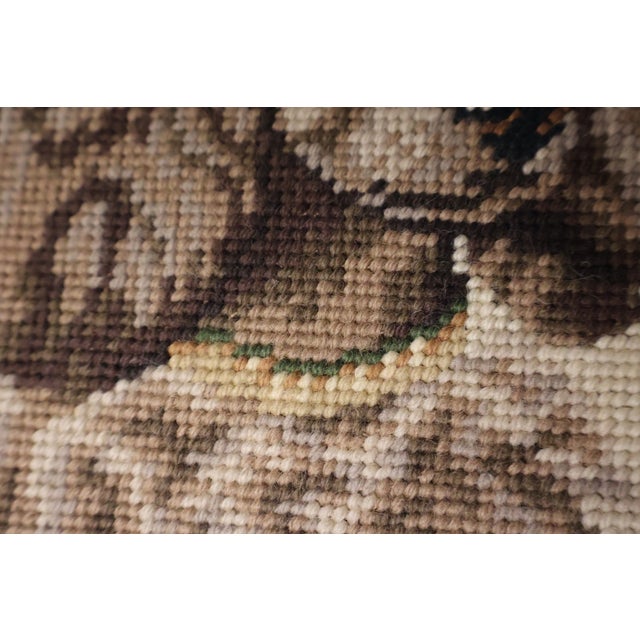 Vintage Mid-20th Century Hand-Stitched Needlepoint Poodle Portrait in Wood Frame For Sale - Image 4 of 6