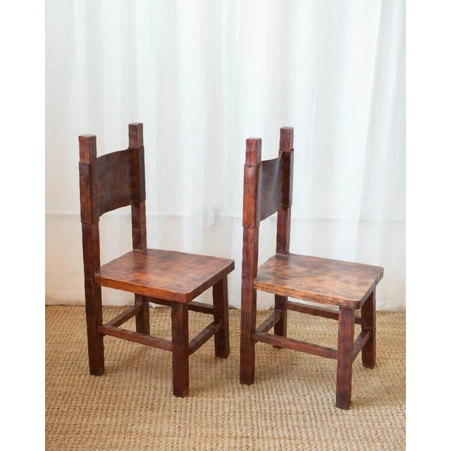 Brown 1980s Brazilian Leather and Wood Dining Set - Table and 6 Chairs For Sale - Image 8 of 18