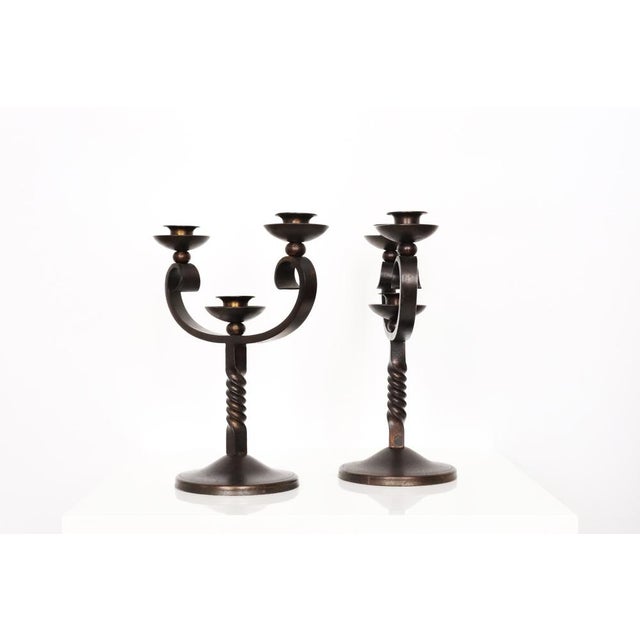 French Brown Wrought Iron Candelabras by Charles Piguet, 20th Century, Set of 2 For Sale - Image 14 of 16