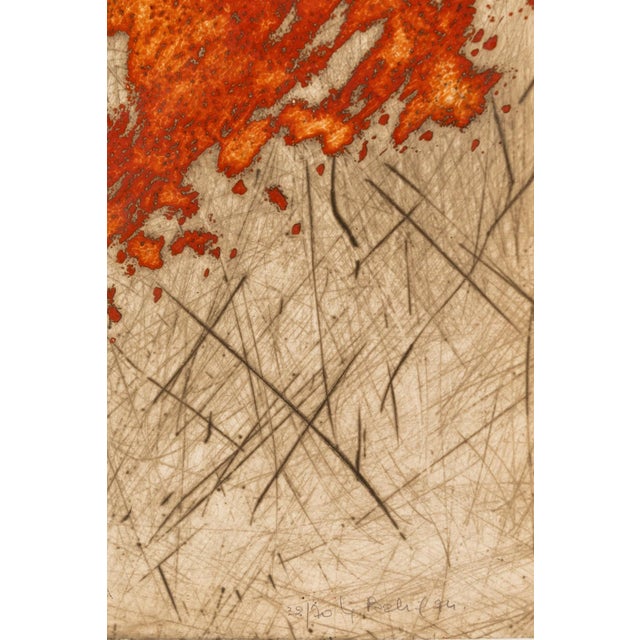 Yannick Ballif - Untitled (Orange Leaves) Signed Modern Embossed Relief Etching For Sale - Image 4 of 6